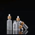 Hot sale frosted amber eye cream essential oil cbd oil cosmetics lotion glass bottle with bamboo dropper cap