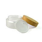 Clear 5G 15G Glass Cream Jars Cosmetic Packaging Frosted With Bamboo Lid