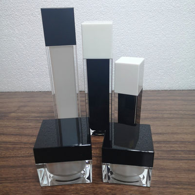 Popolare 20g 30g 50g bianco di plastica acrilico nero cappello quadrato doppio murato produttore cosmetici crema per la pelle barattolo